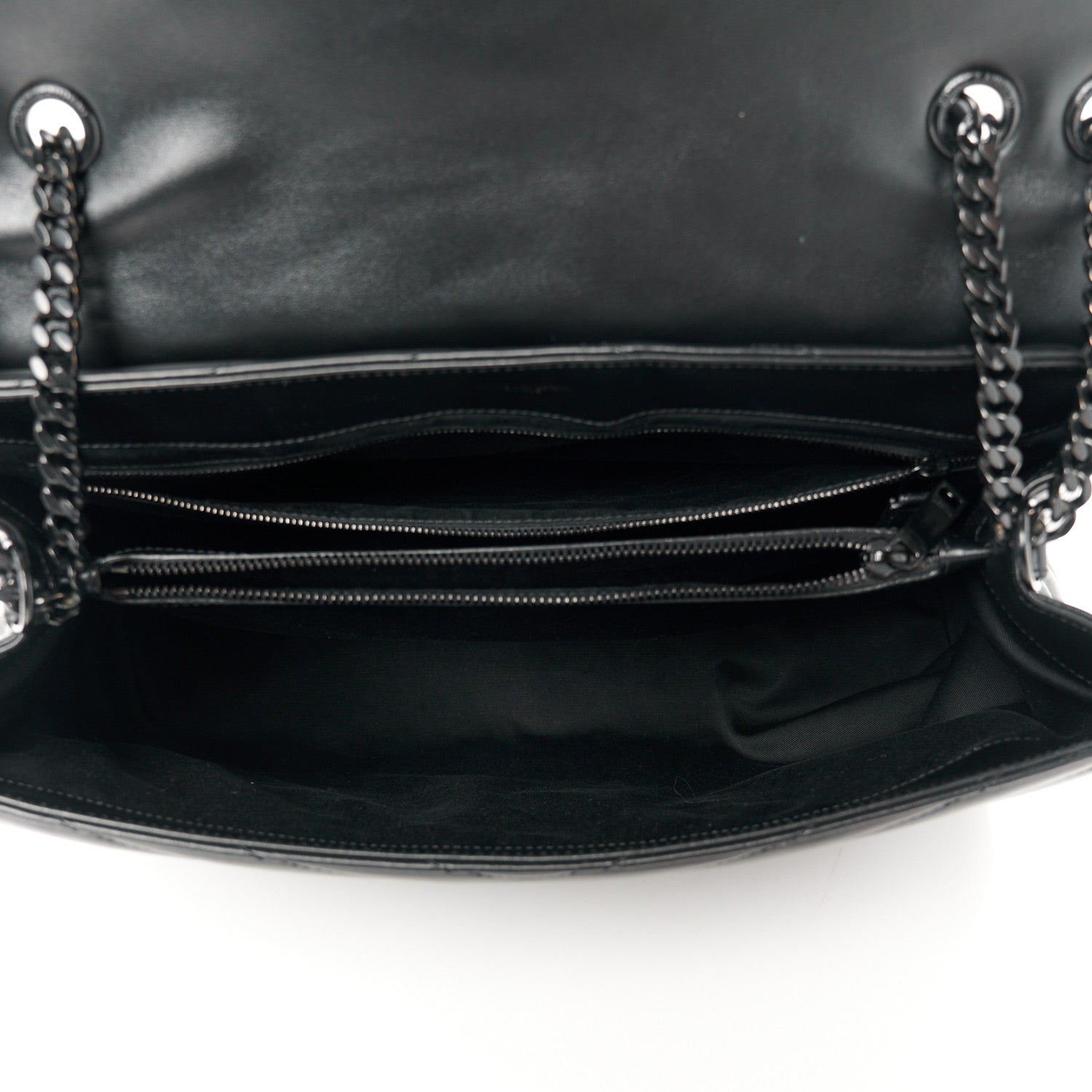 Saint Laurent Calfskin Y Quilted Monogram Monochrome Large Loulou Chain Satchel Black 5 of 11