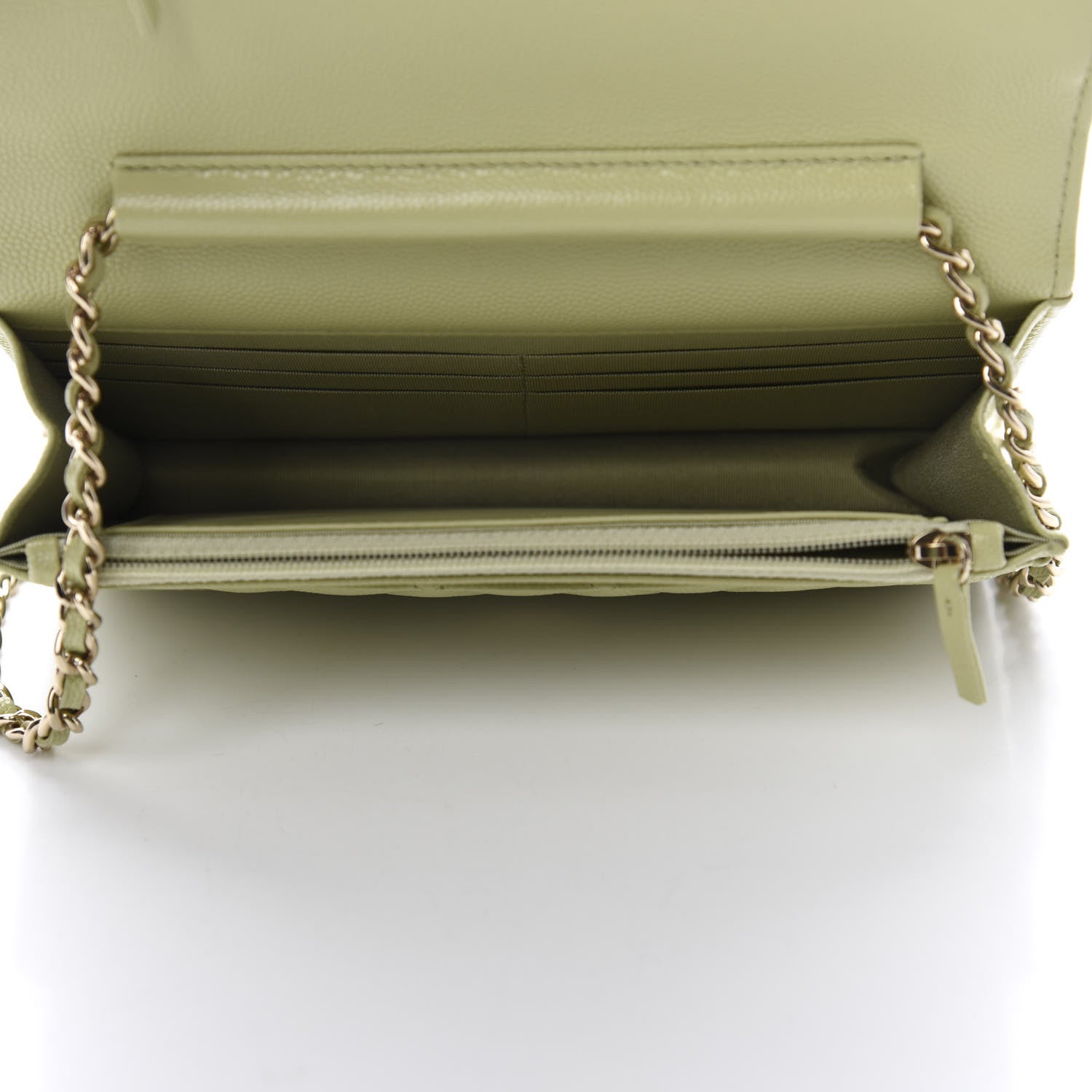 Chanel Caviar Quilted French New Wave Chain CC Wallet On Chain WOC Light Green 4 of 12