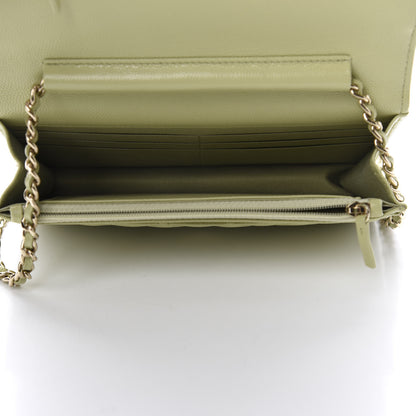 Chanel Caviar Quilted French New Wave Chain CC Wallet On Chain WOC Light Green 4 of 12