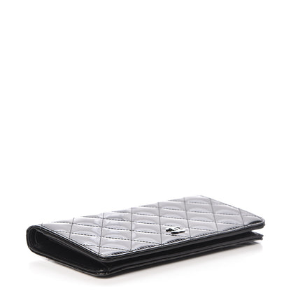 Chanel Striated Patent Yen Wallet Black 4 of 9