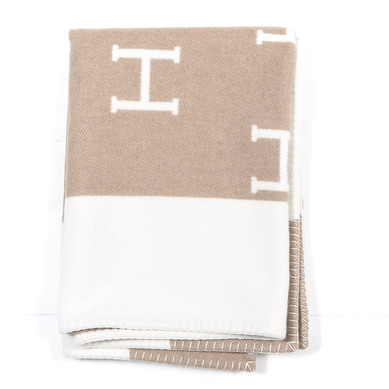 Hermes Wool Cashmere Avalon Baby Blanket Noisette Moyen White 4 of 4