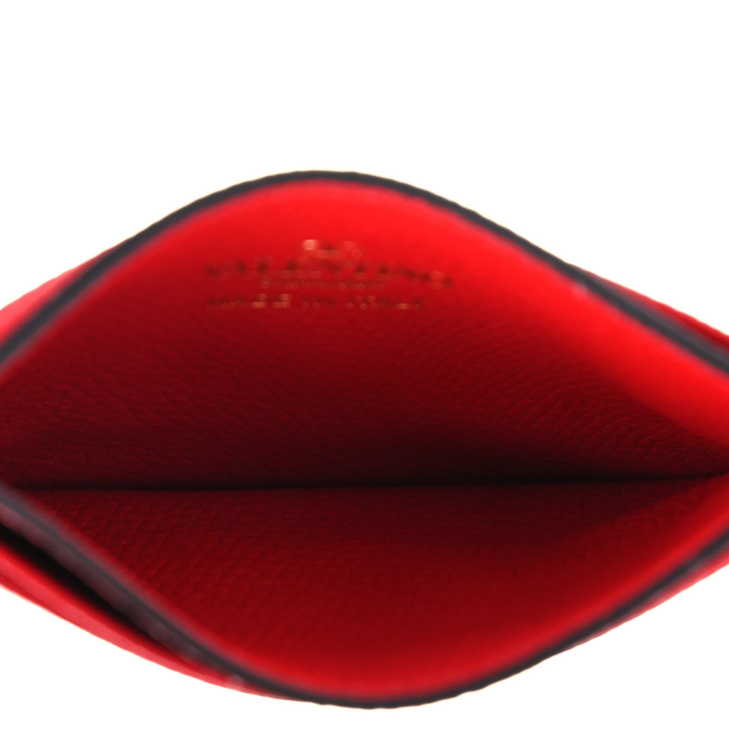 Grained Calfskin VLogo Card Holder Rouge Pur