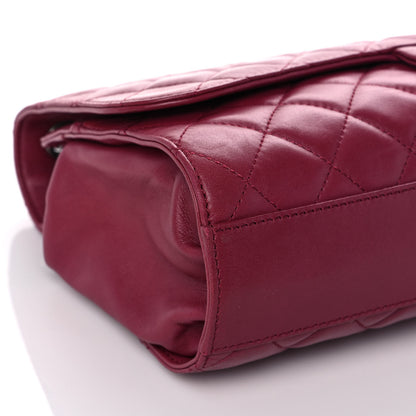 Chanel Lambskin Quilted Jumbo Grocery By Chanel Drawstring Shopping Bag Dark Pink 11 of 14