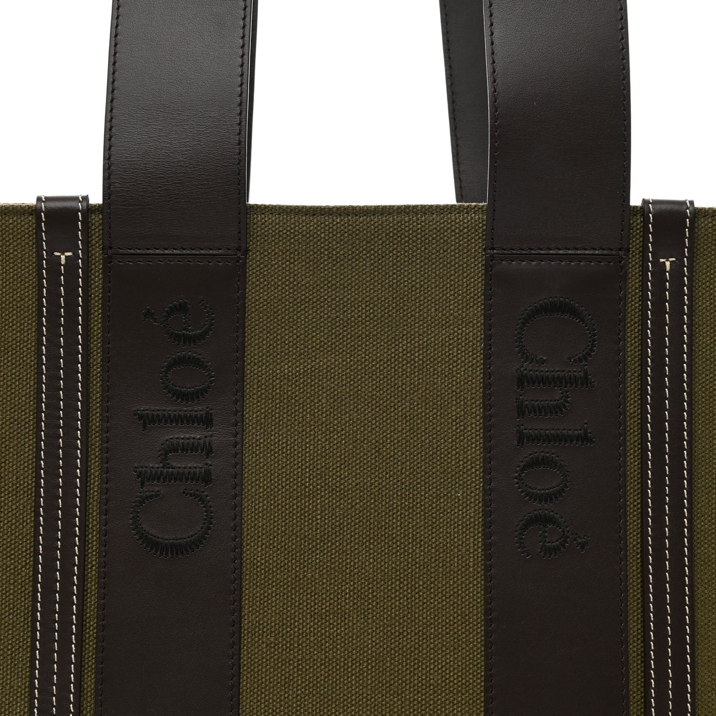 Linen Calfskin Medium Woody Tote Warm Green