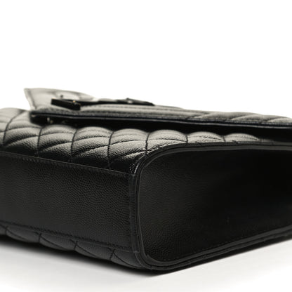 Saint Laurent Grain De Poudre Textured Mixed Matelasse Triquilt Medium Monogram Satchel Black 10 of 10