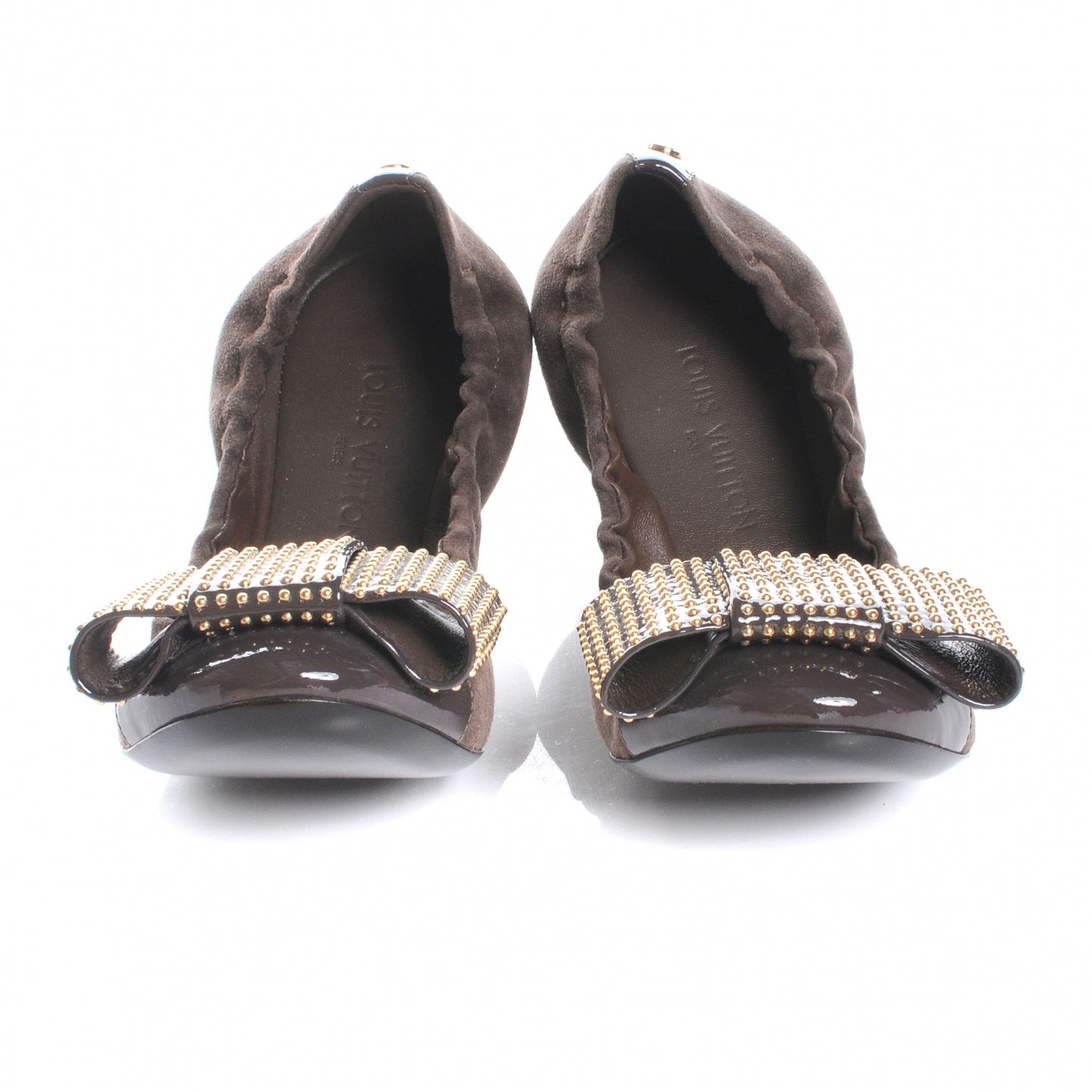 Suede Mimi Bow Ballerina Flats Brown 37