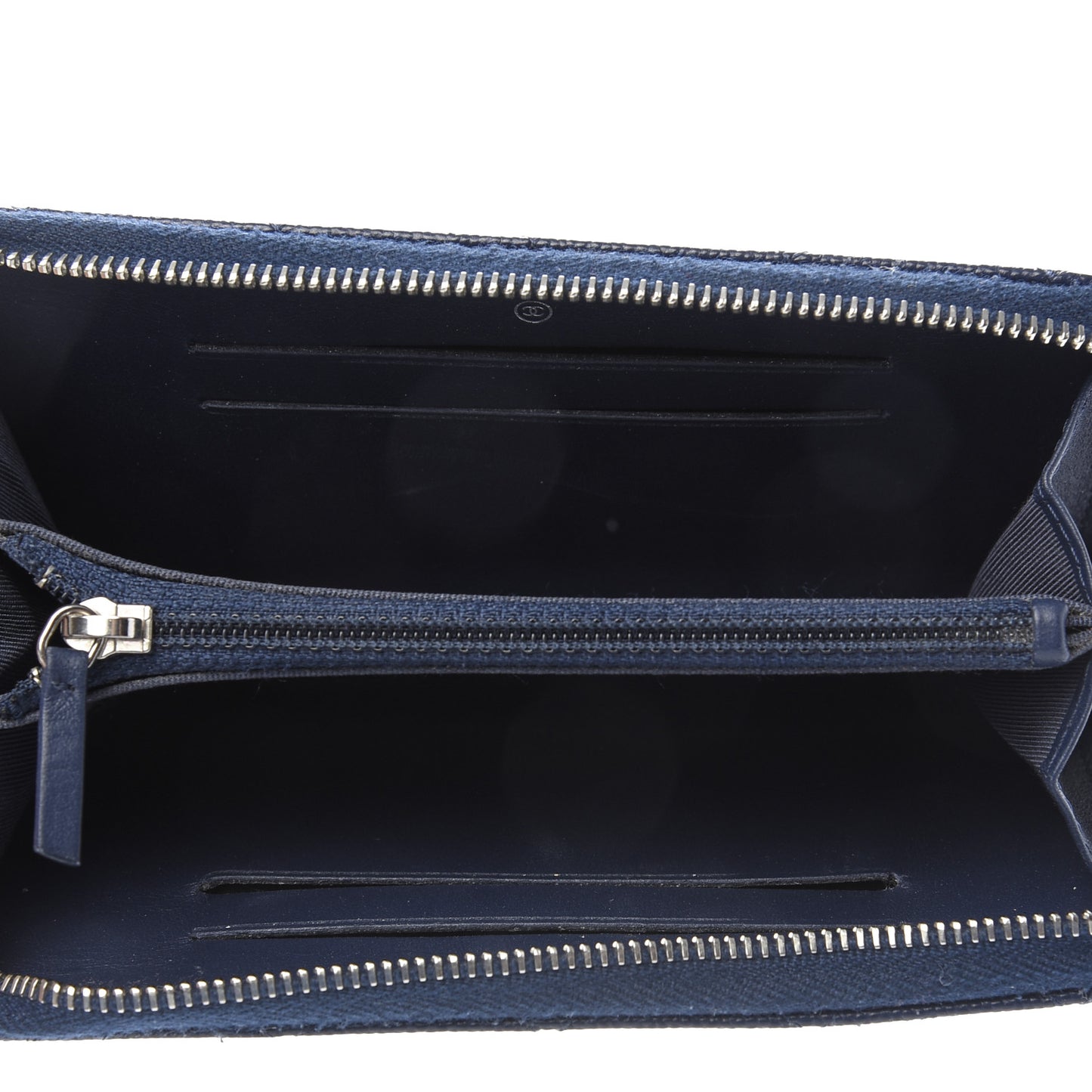 Caviar Quilted Small Zip Around Wallet Navy