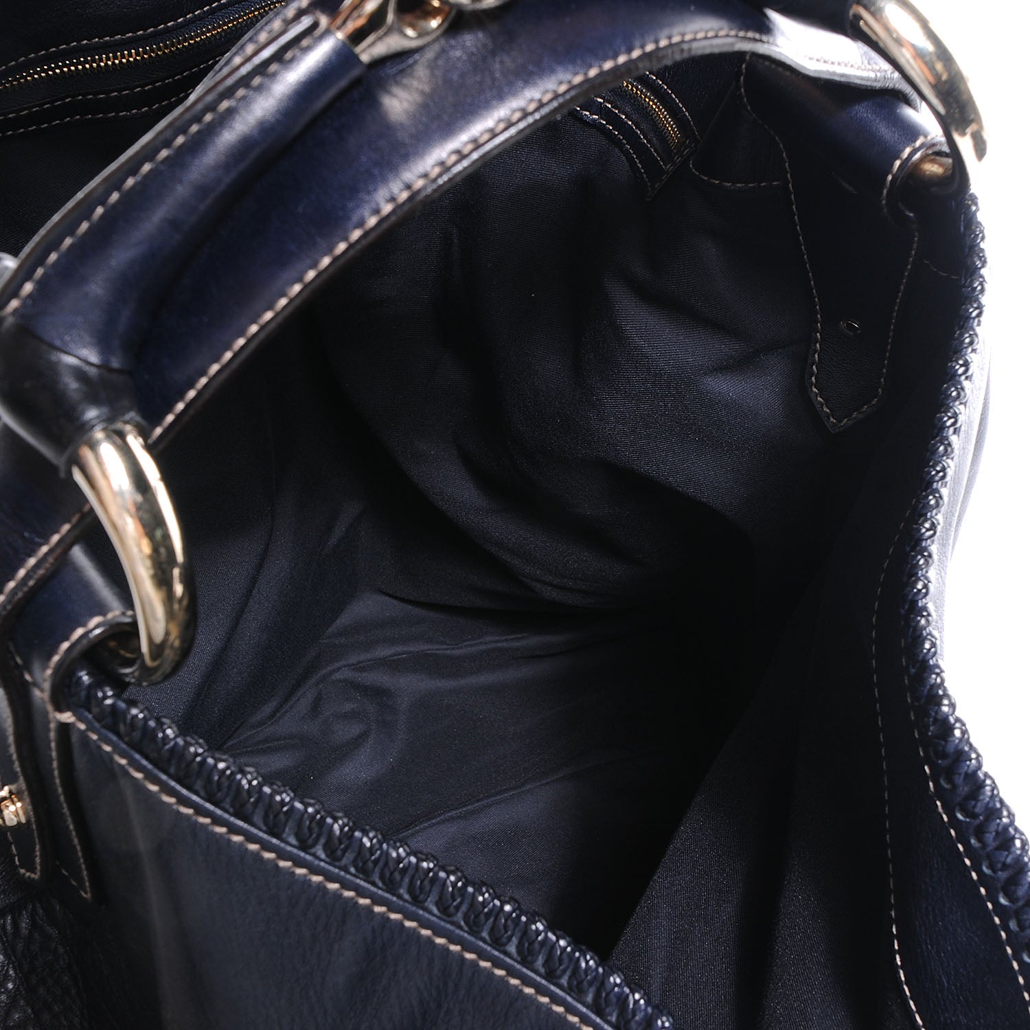 Gucci Leather Large Horsebit Chain Hobo Navy 5 of 7
