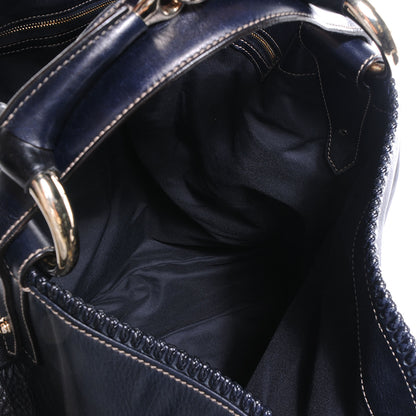 Gucci Leather Large Horsebit Chain Hobo Navy 5 of 7