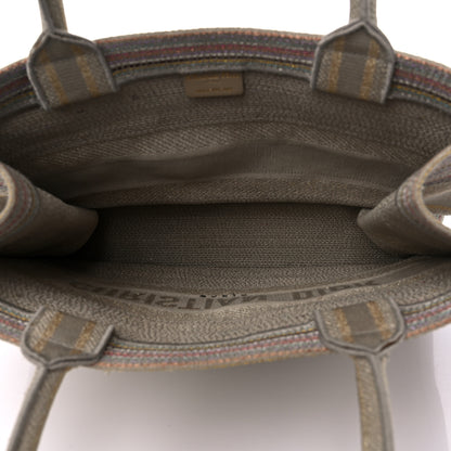 Christian Dior Canvas Embroidered Medium Stripes Book Tote Beige Multicolor 5 of 15