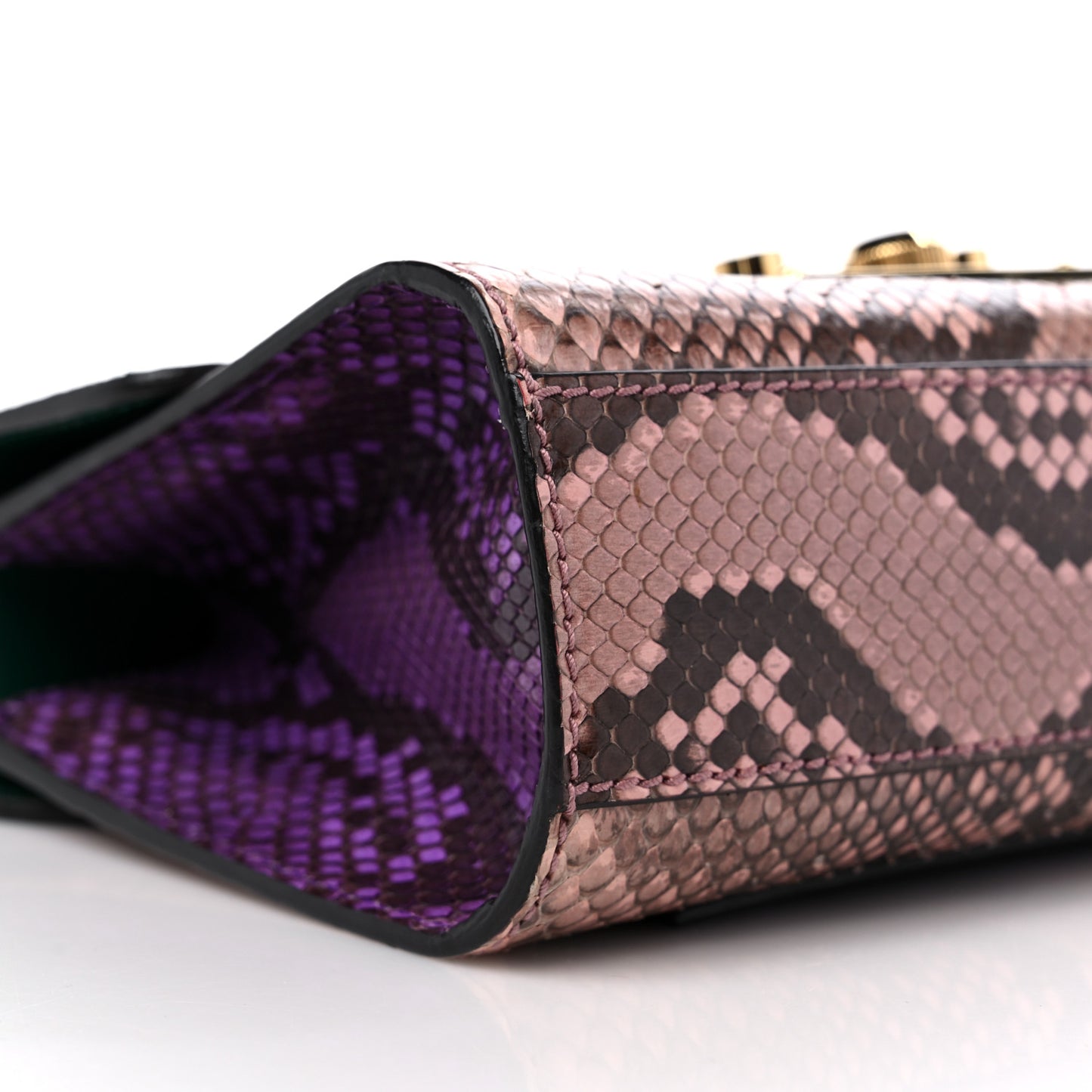 Snakeskin Small Padlock Shoulder Bag Green Pink Purple