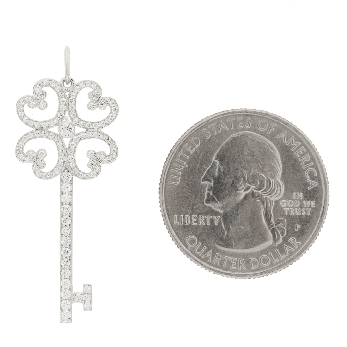 Platinum Diamond Enchant Quatra Heart Key Pendant