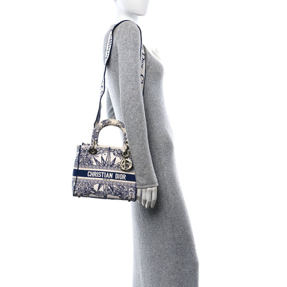 Christian Dior Canvas Reverse Embroidered Rêve d'Infini Medium Lady D-Lite Blue Multicolor 3 of 10