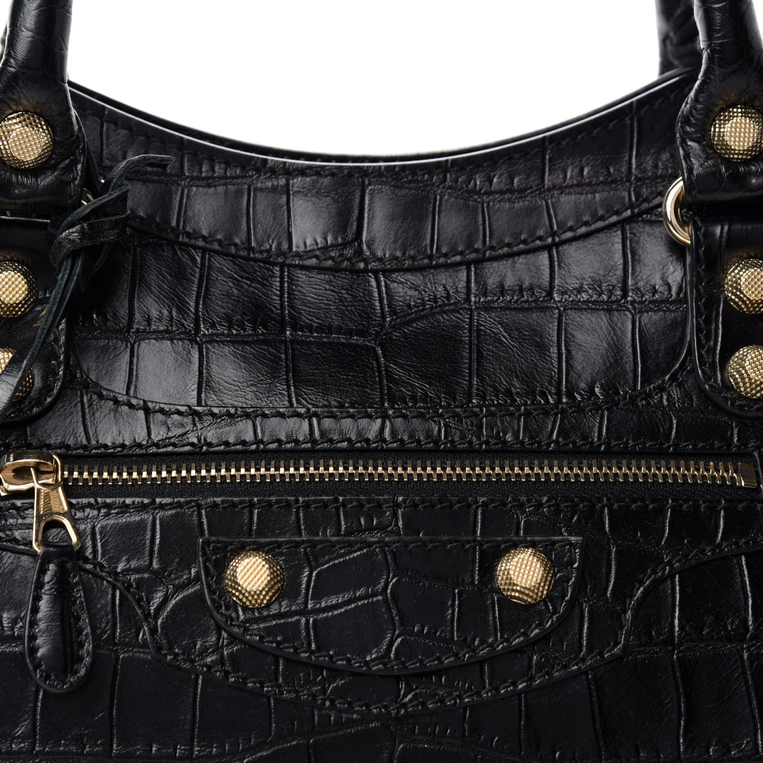 Balenciaga Calfskin Crocodile Embossed Giant 12 Gold Hardware City Black 10 of 10