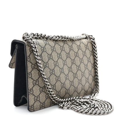 Gucci GG Supreme Monogram Suede Crystal Small Dionysus Shoulder Bag Beige Ebony Black 3 of 12