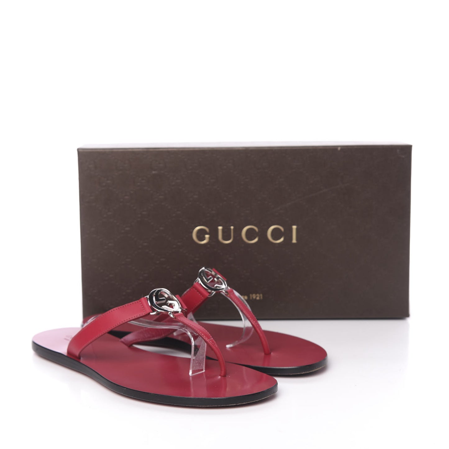 Calfskin GG Thong Sandals 38 Bougainvillea