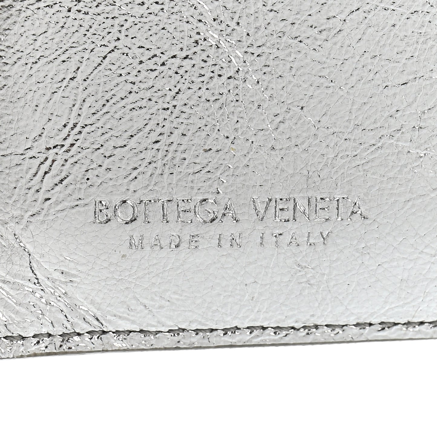 Metallic Nappa Intrecciato Small Bi-Fold Zip Wallet Silver