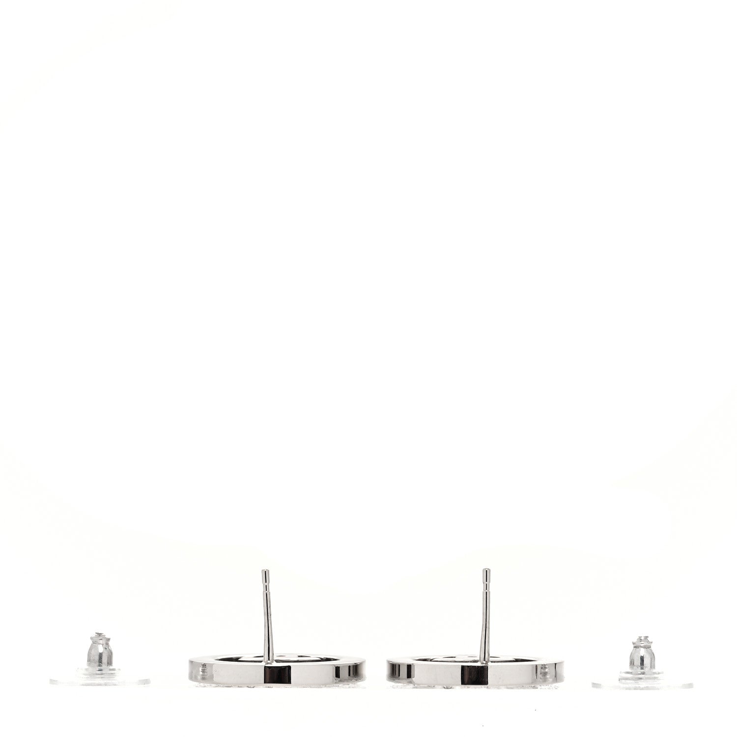Chanel Crystal CC Round Earrings Silver 3 of 4