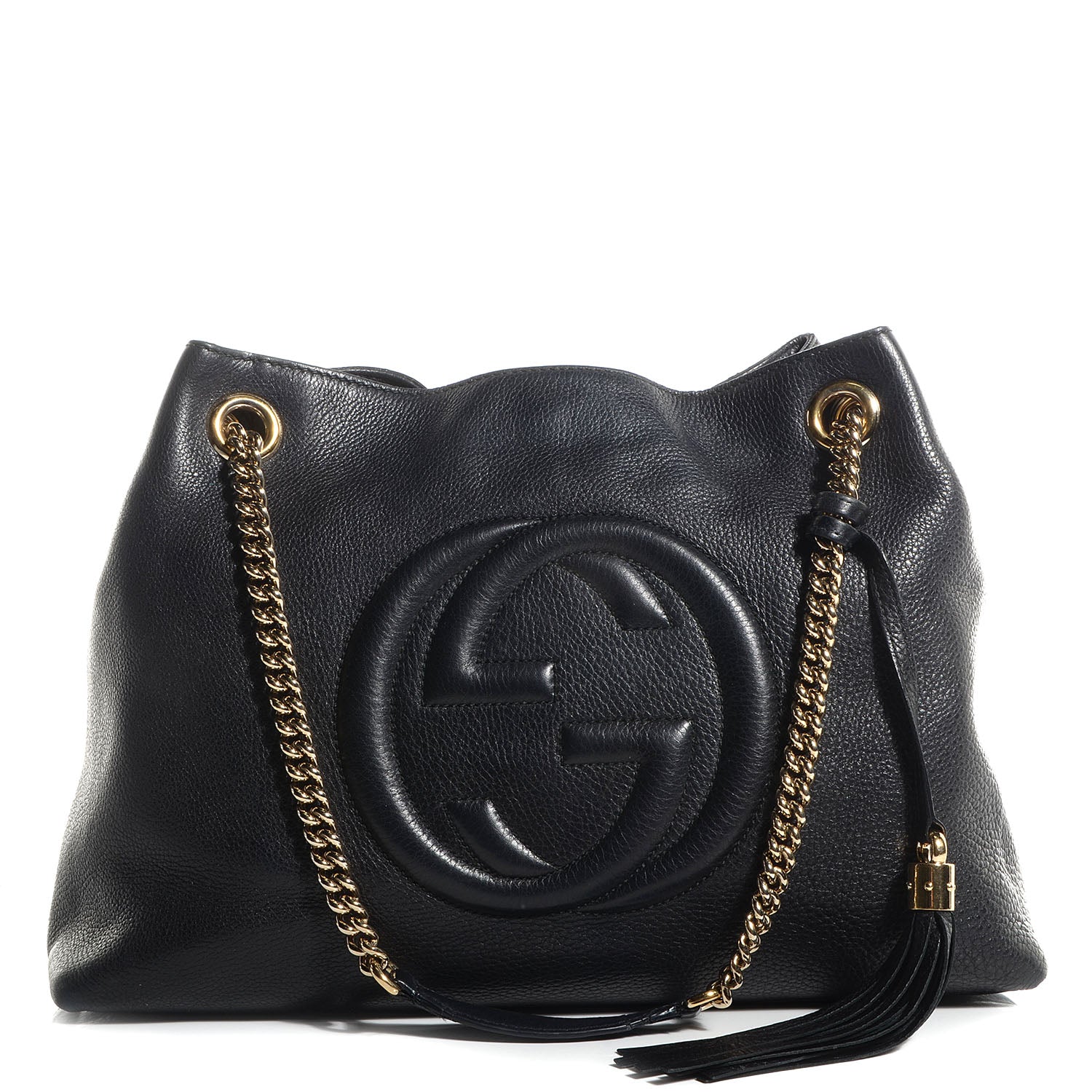Gucci Pebbled Calfskin Medium Soho Chain Shoulder Bag Black 1 of 7