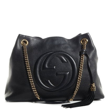 Gucci Pebbled Calfskin Medium Soho Chain Shoulder Bag Black 1 of 7