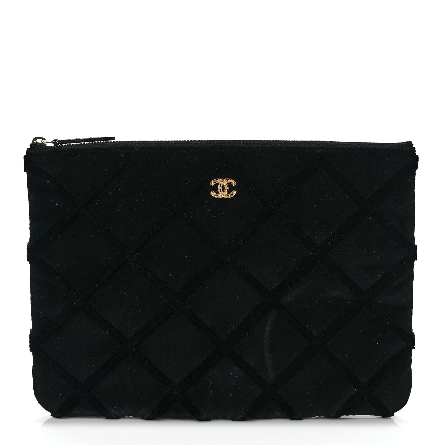 Velvet Quilted Medium Cosmetic Case Black