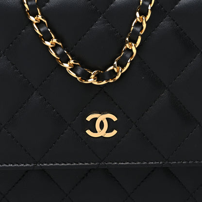 Chanel Lambskin Quilted Wallet On Chain WOC Black 9 of 11