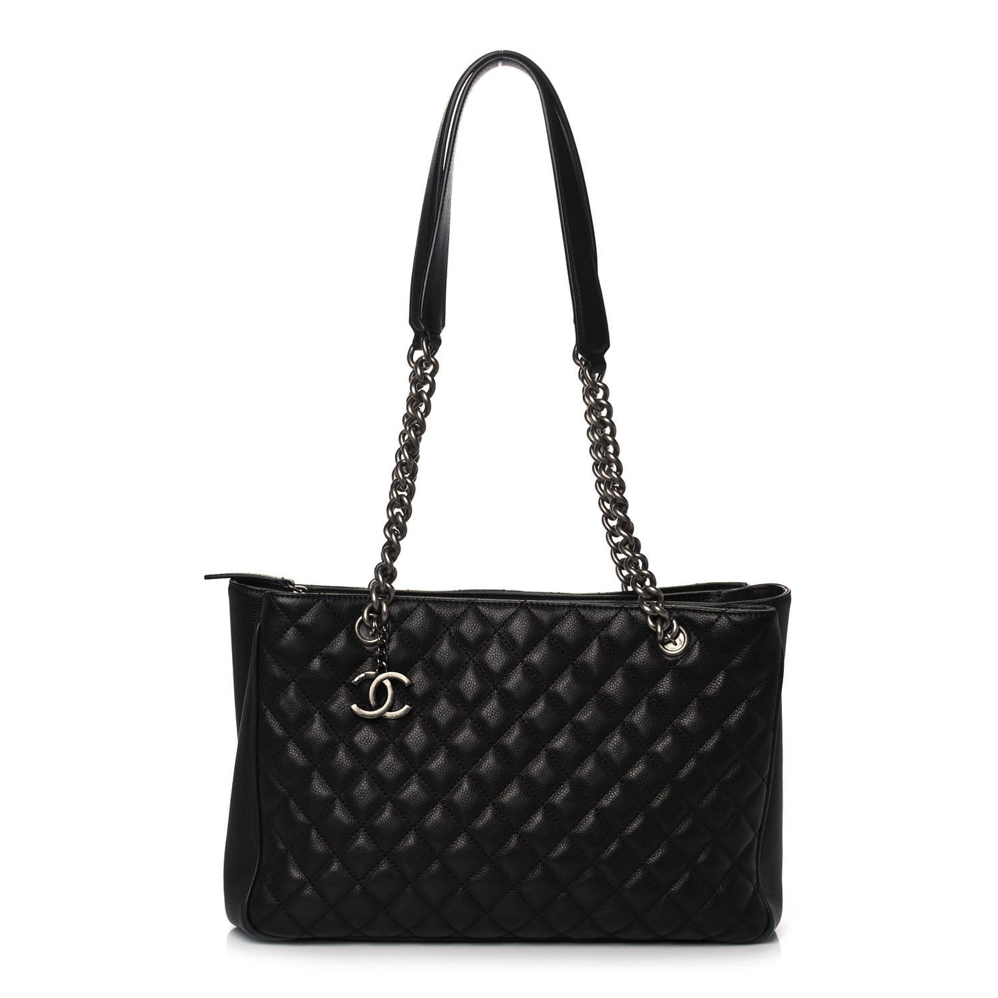 Caviar Quilted Medium Rock In Rome Tote Black