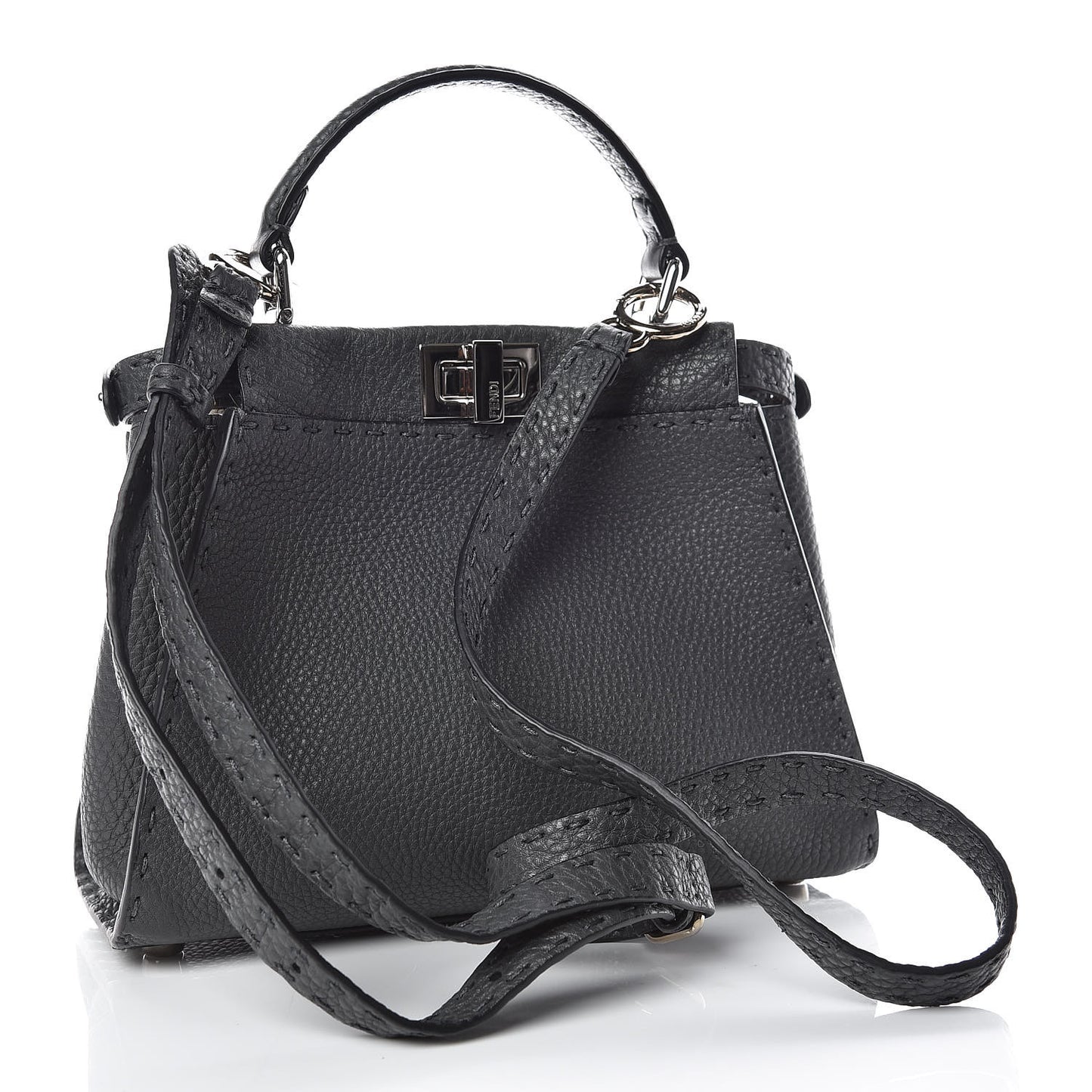 Cuoio Romano Selleria Bi-Color Mini Peekaboo Iconic Satchel Asfalto Latte