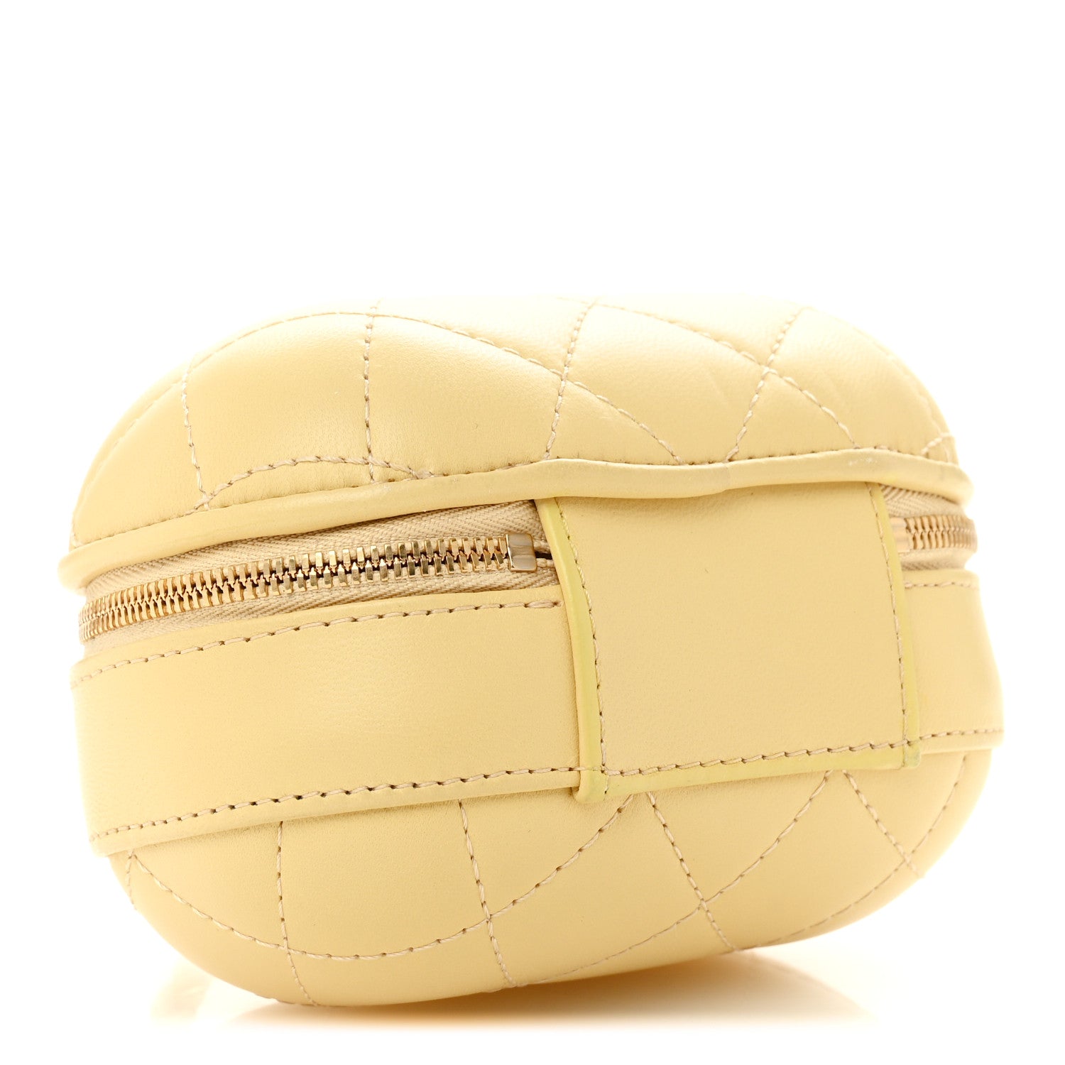 Chanel Lambskin Quilted CC Bubble Vanity Case With Chain Light Yellow 4 of 12