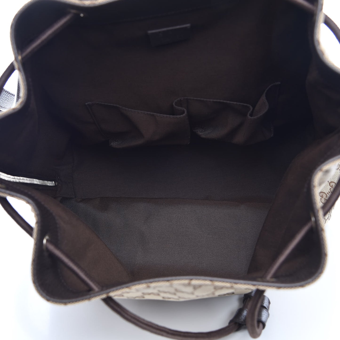 Monogram Dollar Calfskin O Drawstring Backpack Beige Ebony Testa di Moro Dark Chocolate