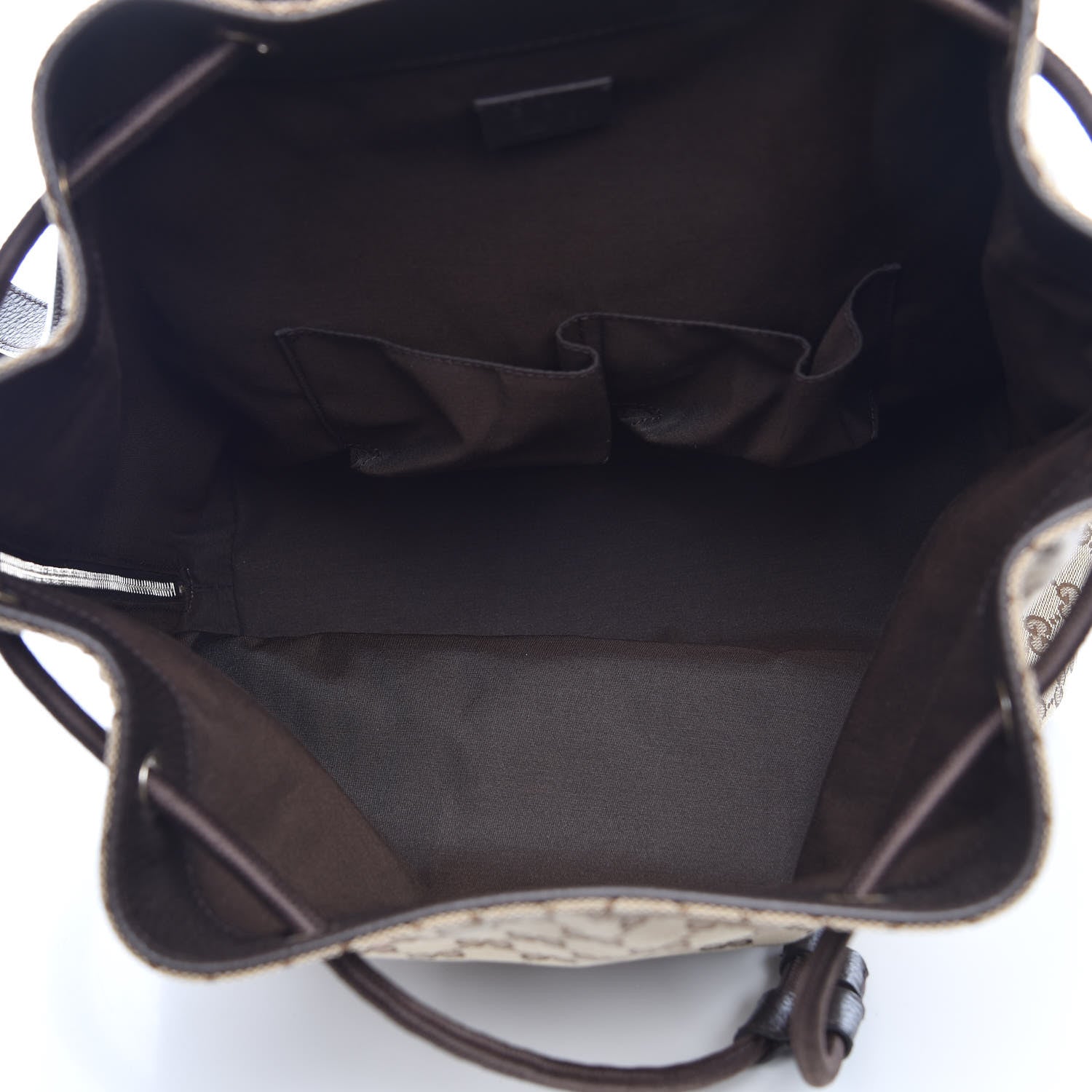 Gucci Monogram Dollar Calfskin O Drawstring Backpack Beige Ebony Testa di Moro Dark Chocolate 5 of 7