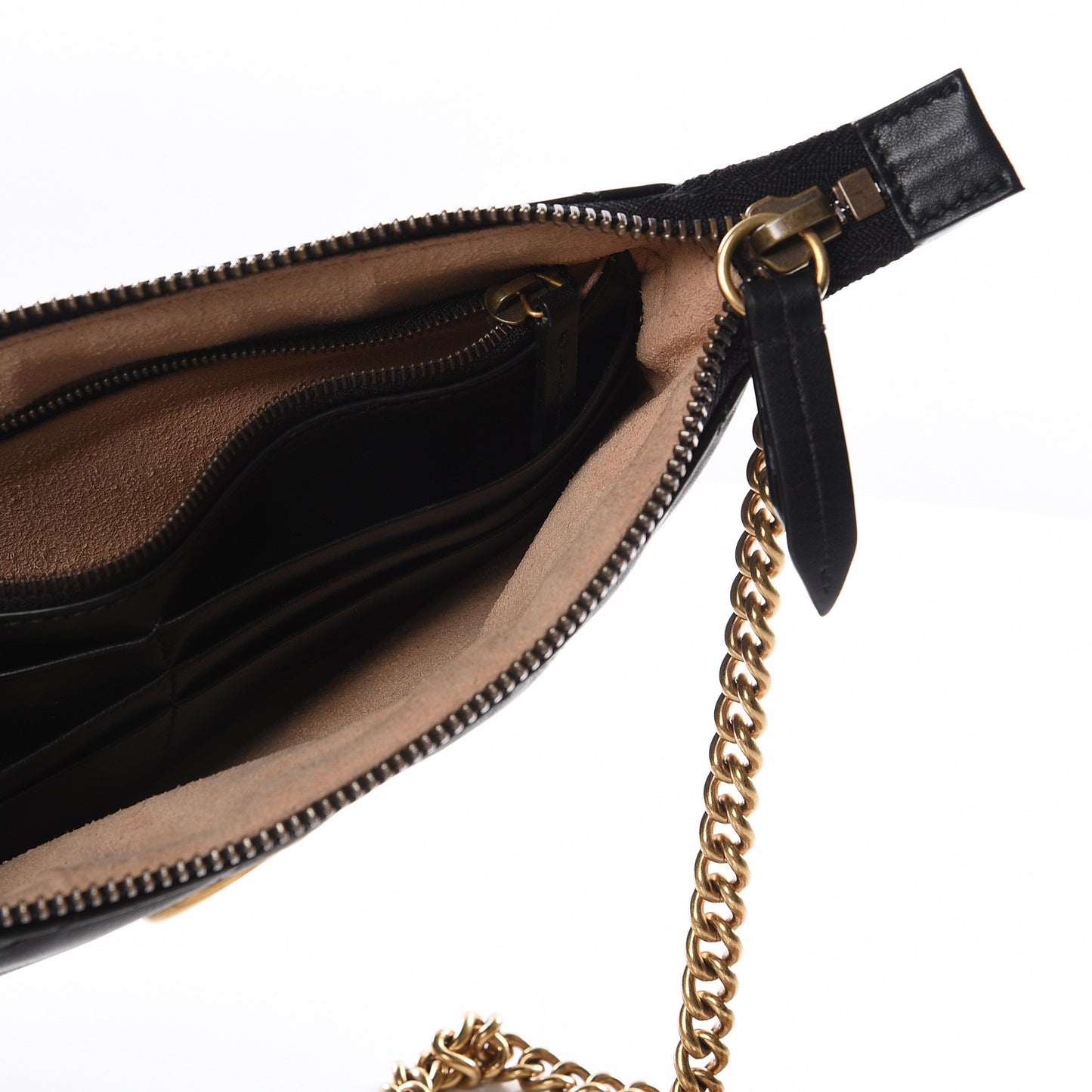 Calfskin Matelasse Mini GG Marmont Chain Bag Black