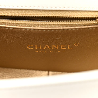 Chanel Calfskin Quilted Small Octagon CC Clasp Flap Bag White Gold 6 of 13
