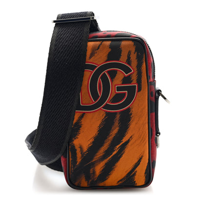 Dolce & Gabbana Nylon Tiger Print Logo Crossbody Bag Multicolor 1 of 9