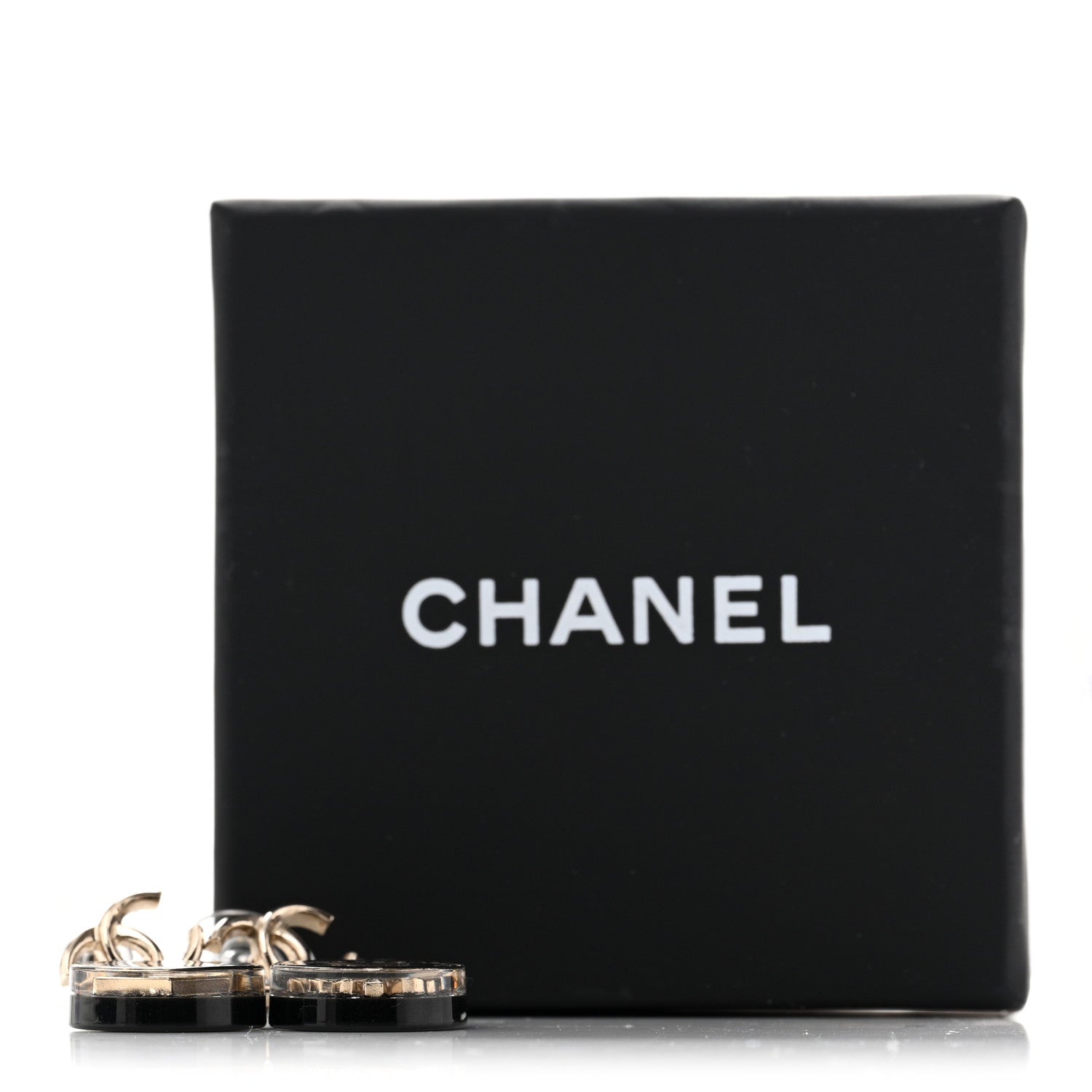 Chanel Metal Resin Enamel Crystal CC Perfume Bottle Drop Earrings Gold Black 5 of 5