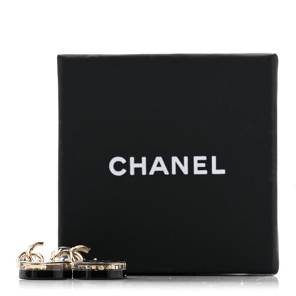 Chanel Metal Resin Enamel Crystal CC Perfume Bottle Drop Earrings Gold Black 5 of 5