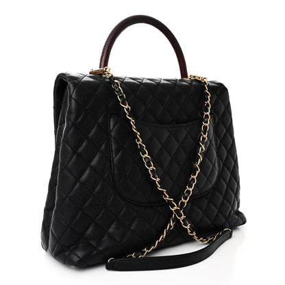 Chanel Caviar Lizard Quilted Large Coco Handle Flap Black 3 of 12