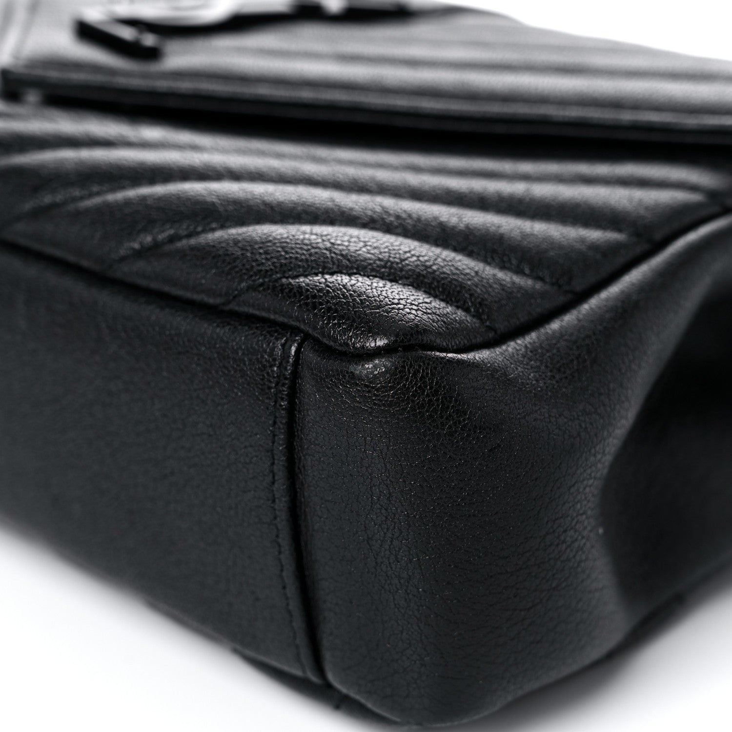 Saint Laurent Sheepskin Matelasse Chevron Monogram Monochrome Medium College Bag Black 10 of 12