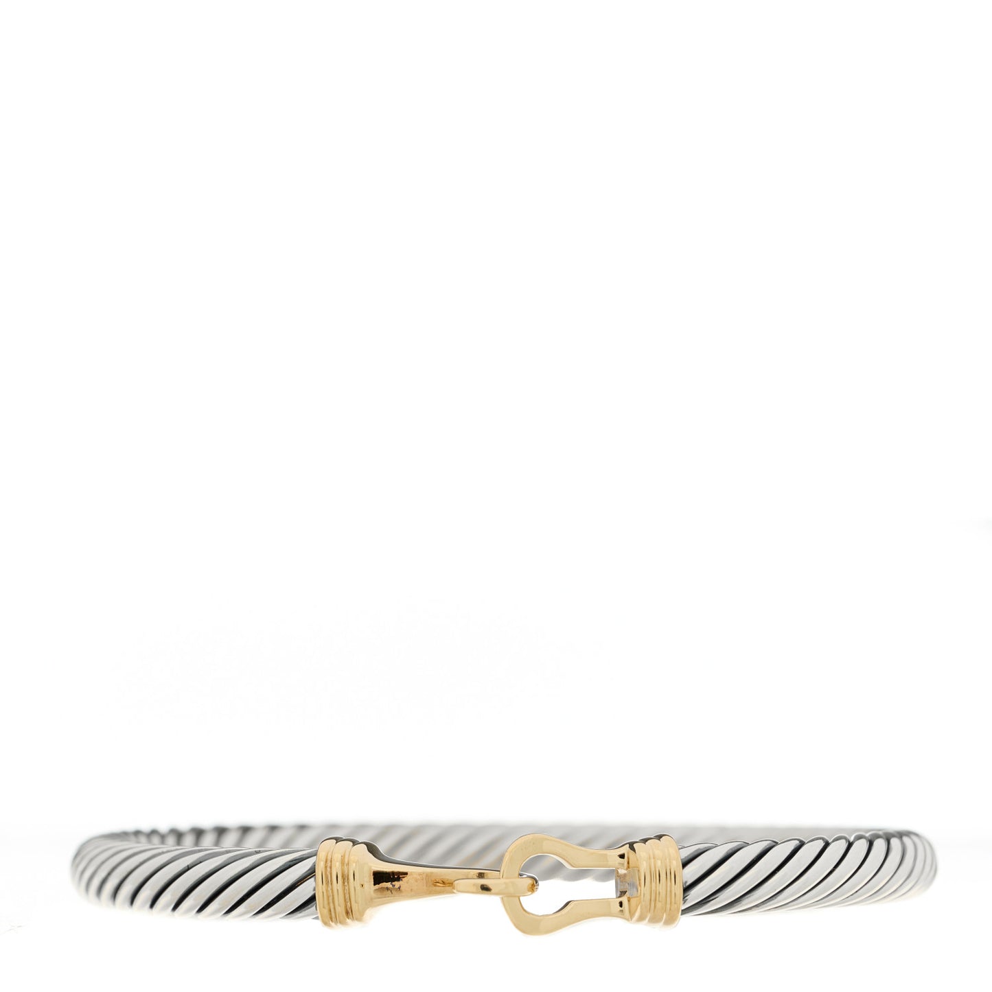 Sterling Silver 14K Yellow Gold 5mm Cable Classic Buckle Bracelet