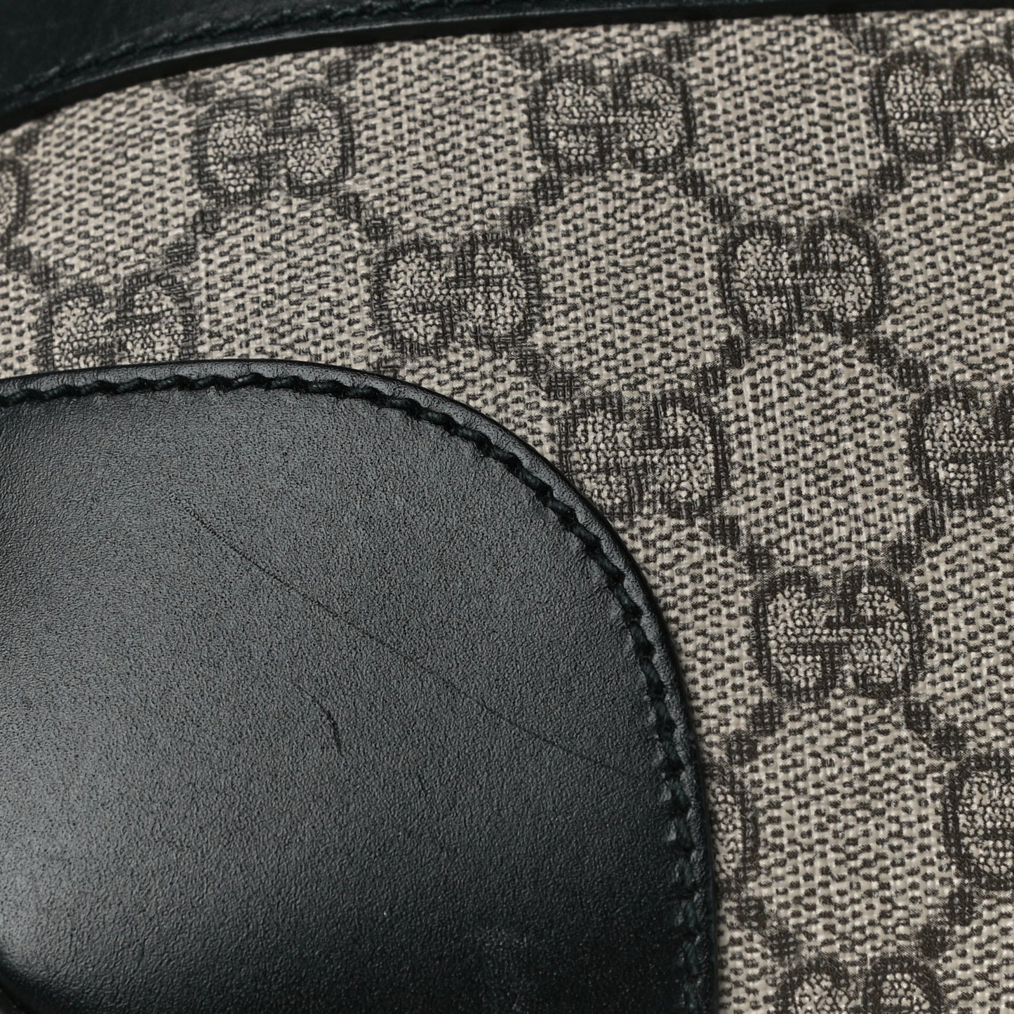 GG Supreme Monogram Web Medium Shoulder Bag Black