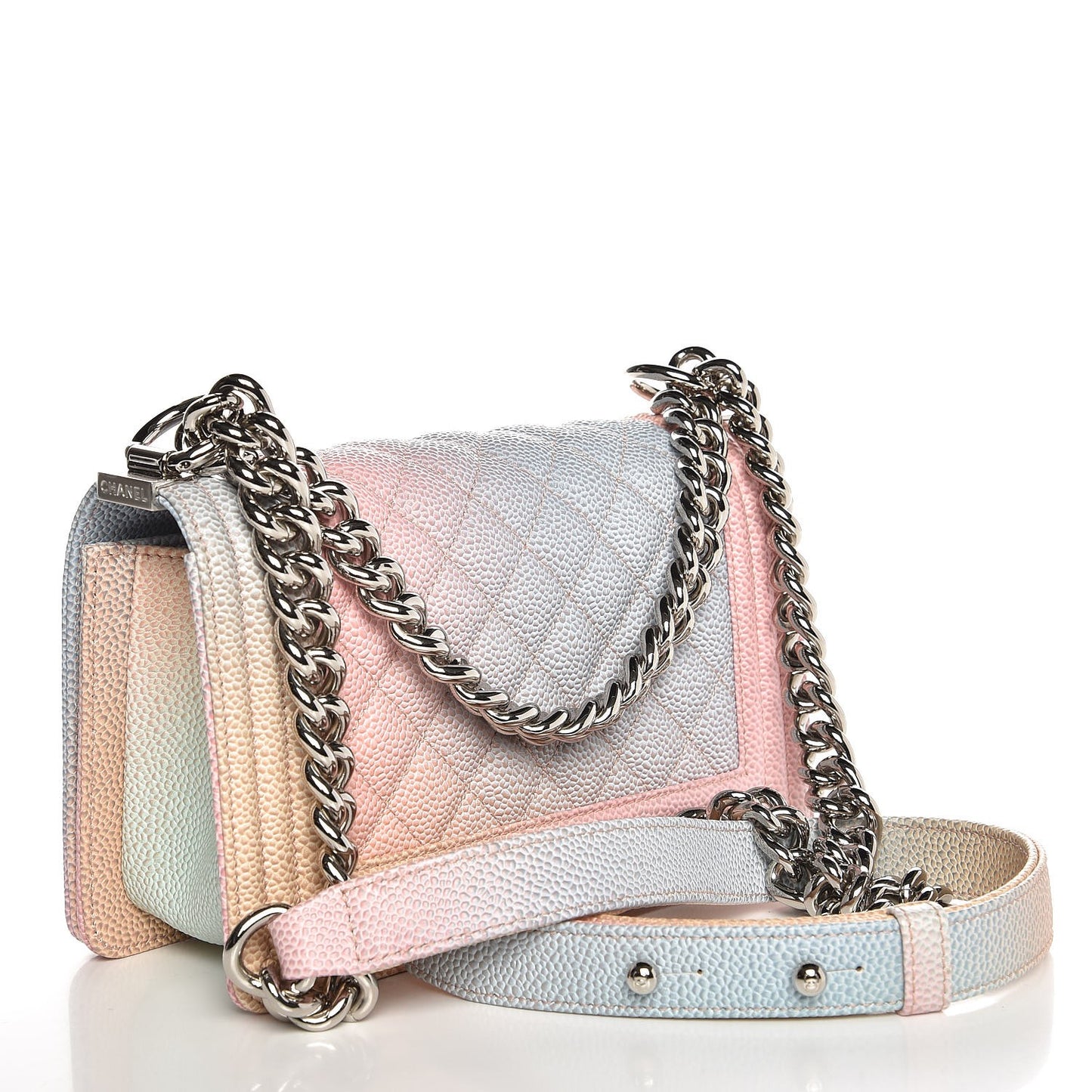 Caviar Quilted Small Rainbow Boy Flap Multicolor