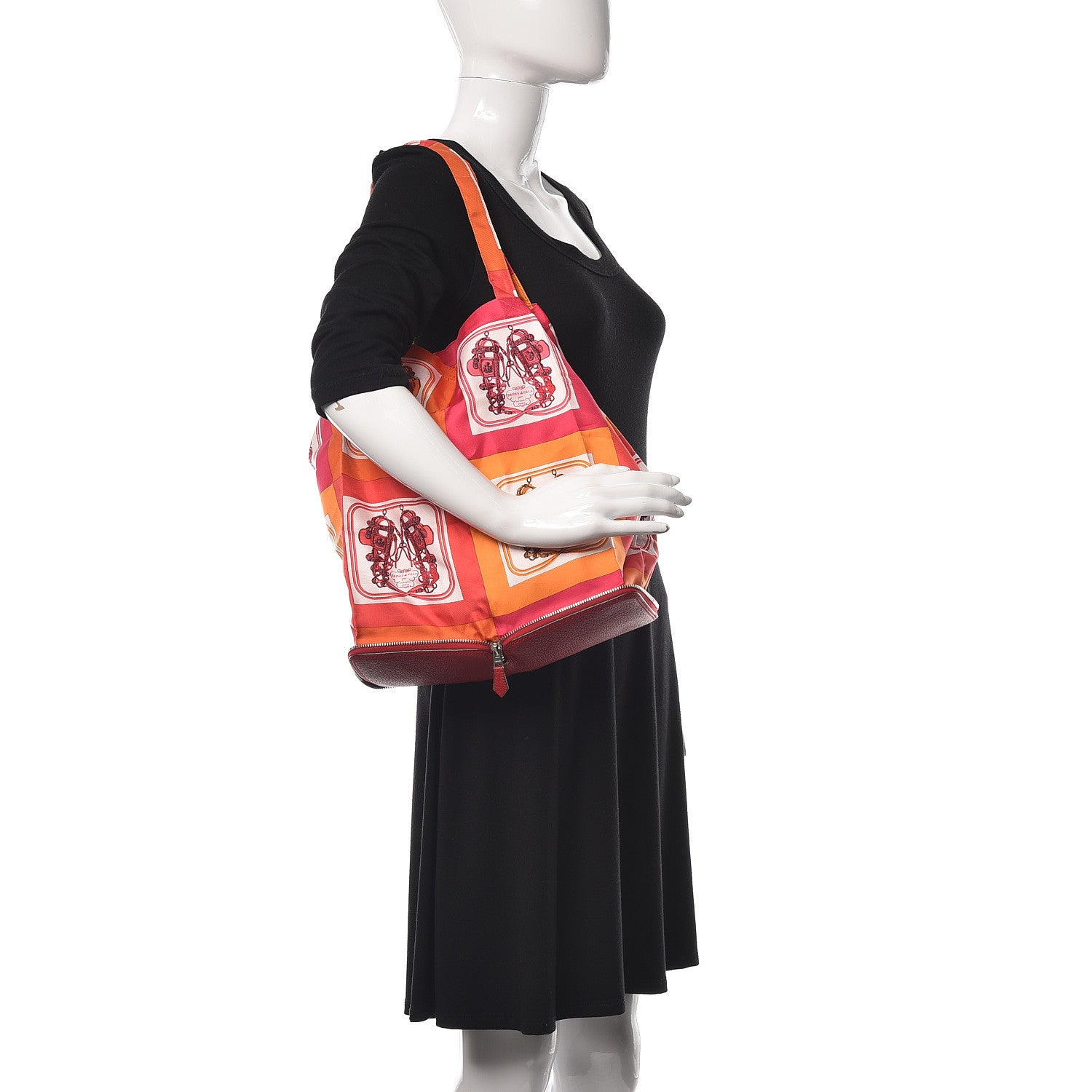 Hermes Buffle Brides de Gala Silky Pop Shopper Tote Rouge Garance 2 of 14