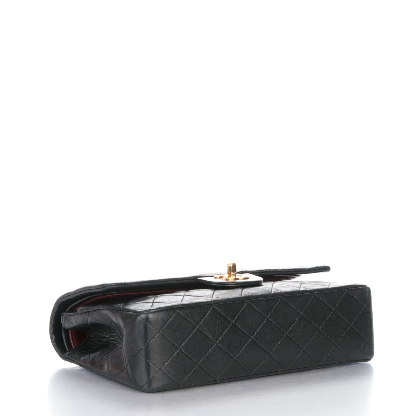 Lambskin Quilted Medium Double Flap Black