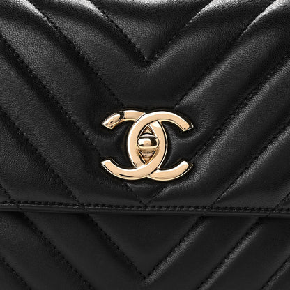 Chanel Lambskin Chevron Quilted Small Trendy CC Dual Handle Flap Bag Black 8 of 11