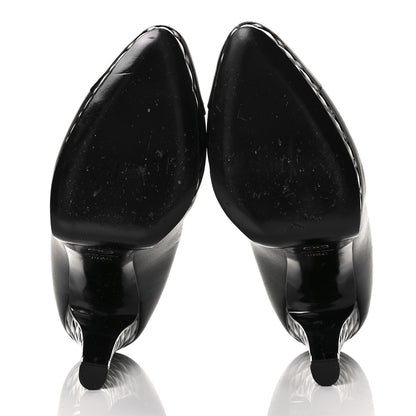 Chanel Lambskin Patent CC Cap Toe Platform Quilted Pumps 38.5 Black 9 of 20