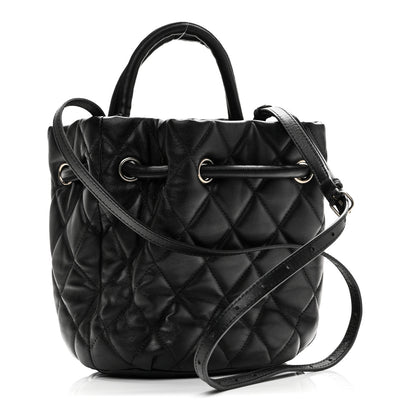 Balenciaga Nappa Calfskin Quilted Touch B Bucket Bag Black 3 of 9