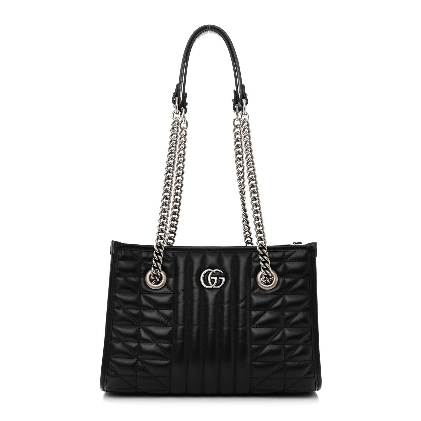 Calfskin Matelasse Aria Small GG Marmont Shoulder Tote Black