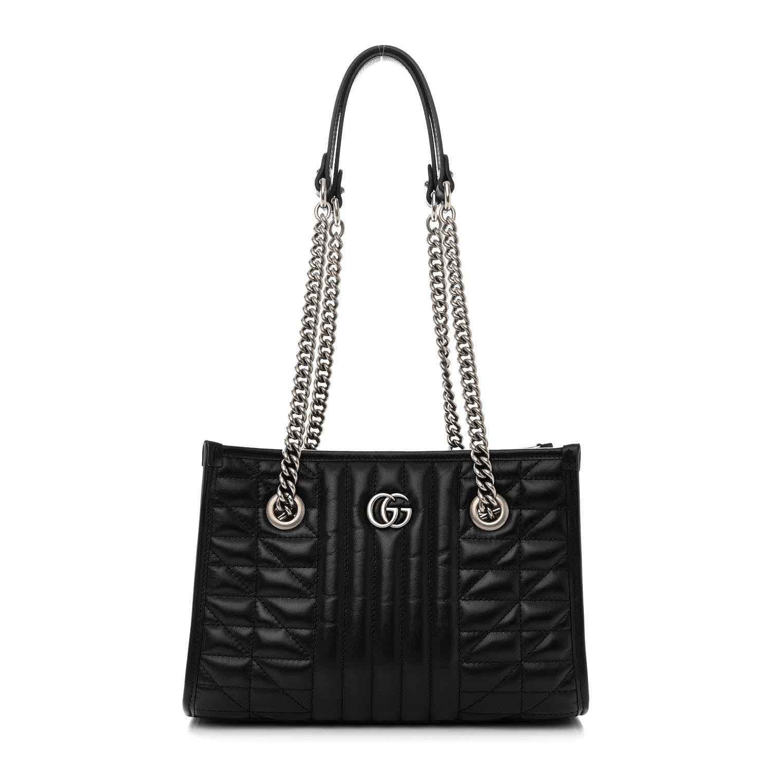 Gucci Calfskin Matelasse Aria Small GG Marmont Shoulder Tote Black 1 of 12
