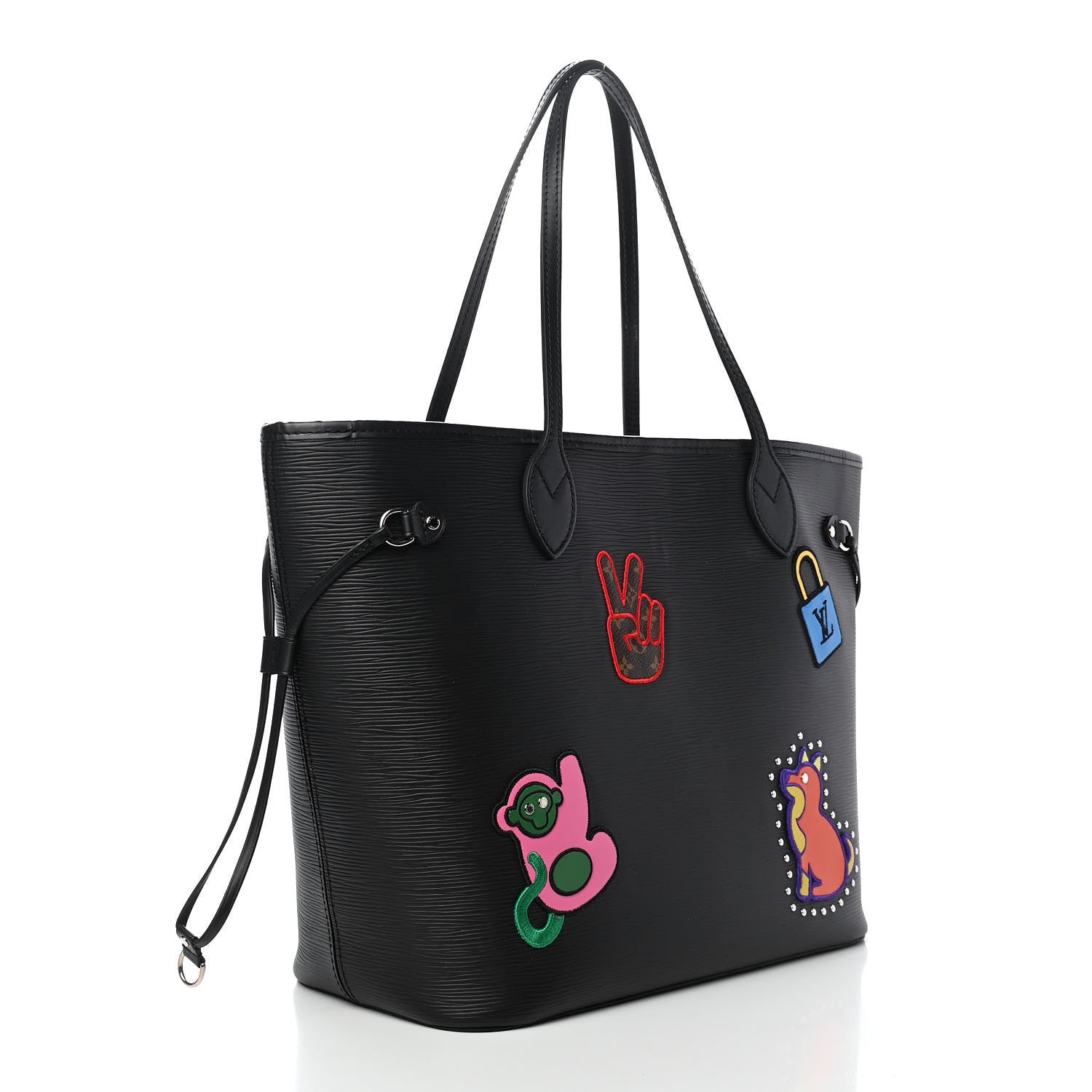 Louis Vuitton Epi Stickers Neverfull MM Black 4 of 10