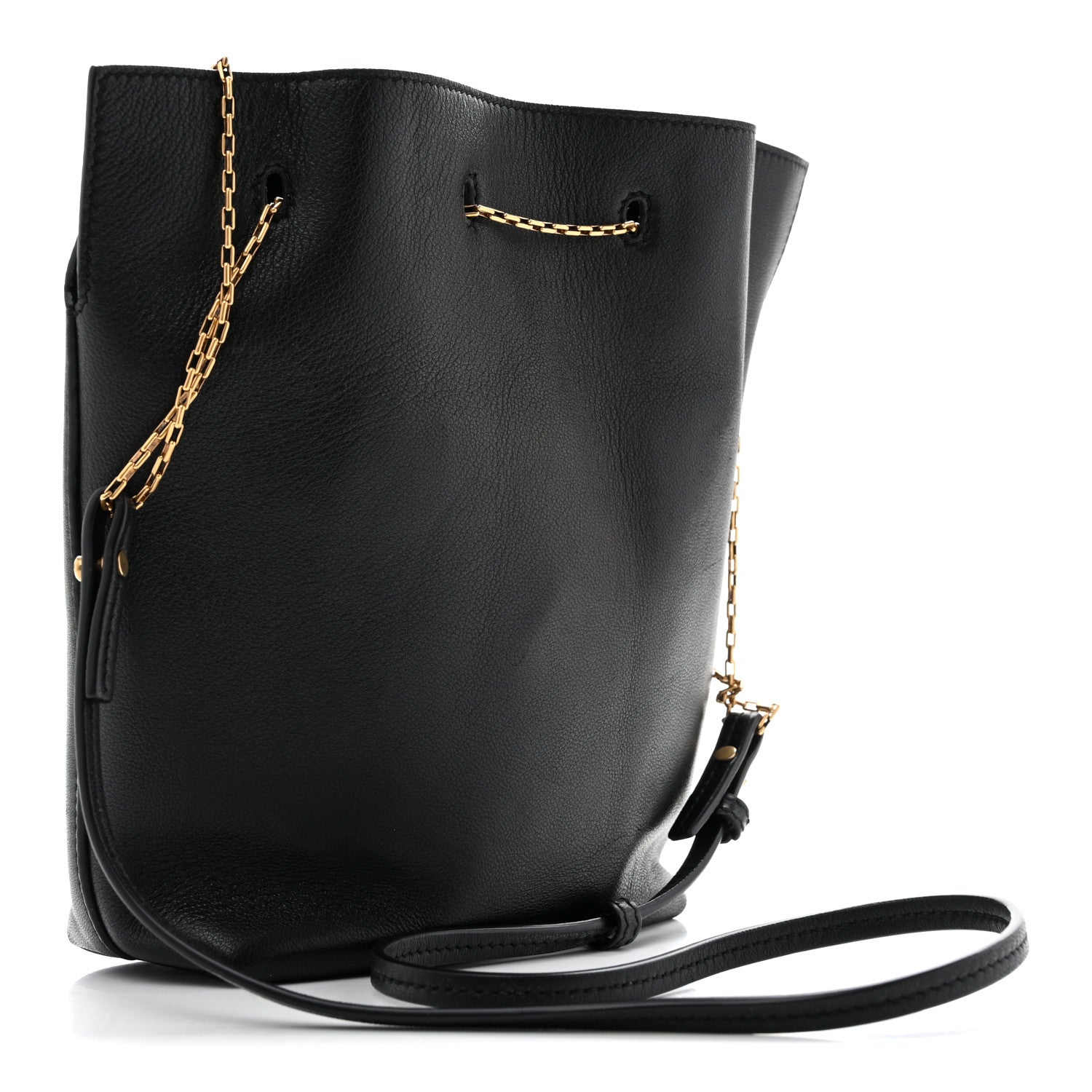 Saint Laurent Lambskin Pochon Shoulder Bag Black 3 of 11